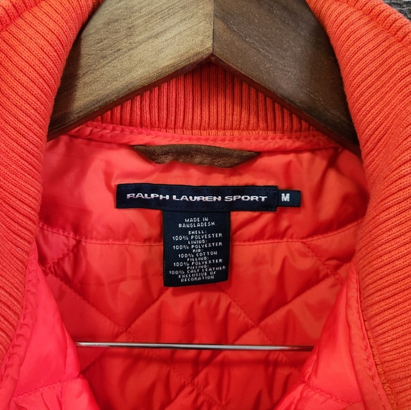 Ralph Lauren Sport Orange Quilted Suede Zip Front Vest Women's Medium - Picture 3 of 14